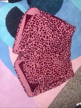 Avia Maroon Leopard-Print Athletic Shorts